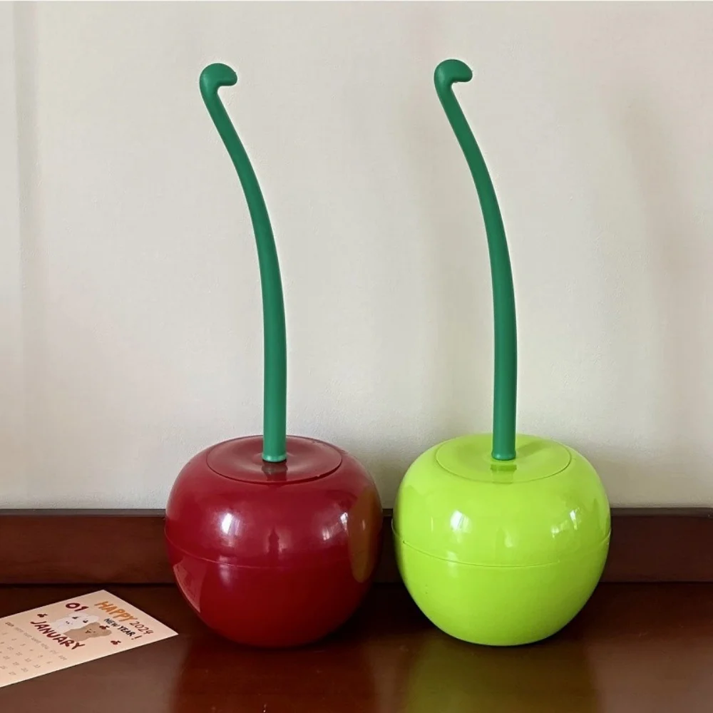 Escova de vaso sanitário vermelha, suporte de vaso sanitário, acessórios de banheiro, criativo, adorável, formato de cereja, conjunto de suporte de escova de vaso sanitário