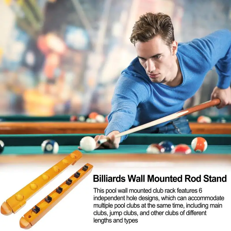 Billiard Cue Rack 6-Hole Wall-Mounted Billiard Stick Holder Billiards Enthusiasts Roman Fashion Cue Organizer Stand For Living