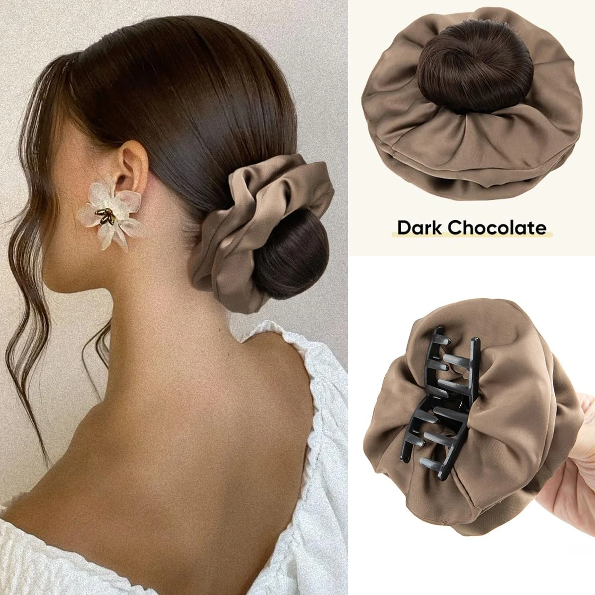 Kleiner, schlanker Haarknoten mit Haarspange und Haargummis für Frauen, synthetischer, eleganter Hochknoten, Donut-Chignon, Pferdeschwanz, einfach zu verwenden.