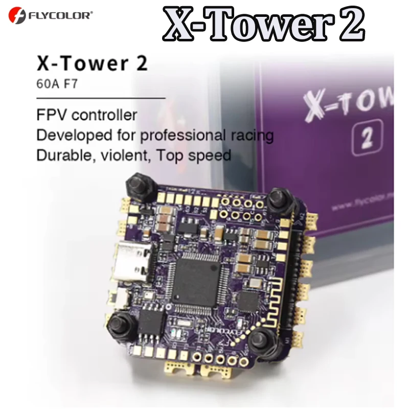 Flycolor X-TOWER 2 F7 60A 4 in 1 ESC Torre volante/Stack FPV Bluetooth per regolare i parametri Controllo di volo a LED