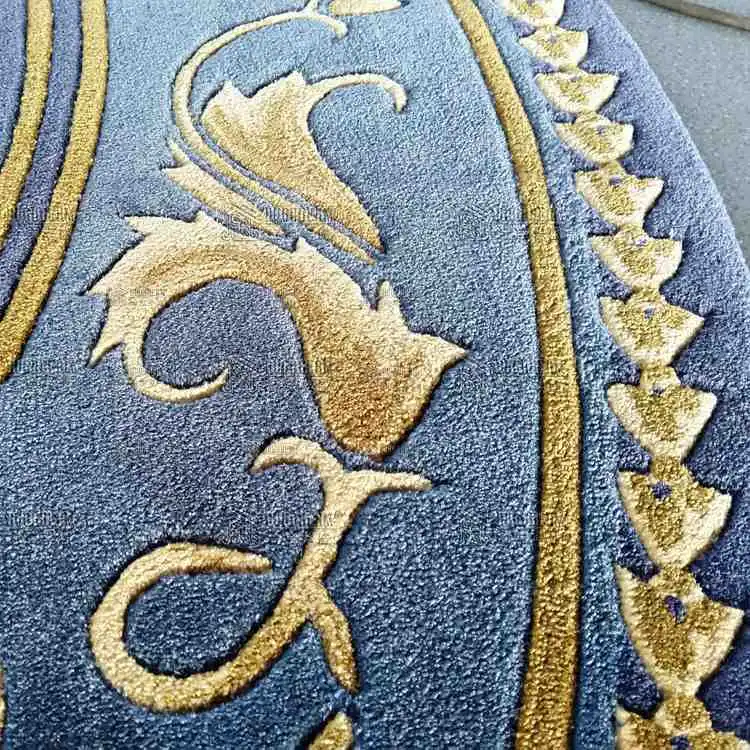 Thickened European Handmade Bamboo Fiber Carpet Light Luxury Round Piano Rug Mat Customized Bedroom Living Room Handmade Carpet