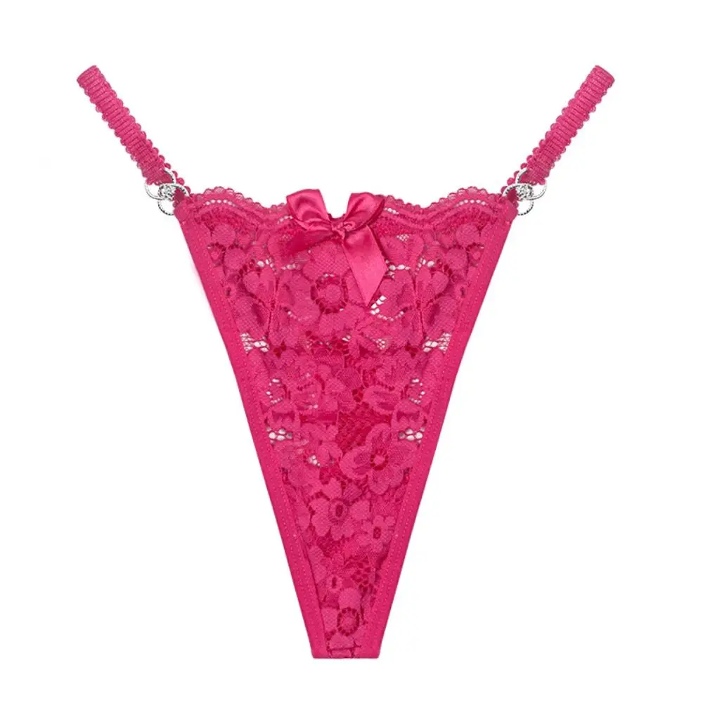 

Thin Solid Color Sexy Lace Thong Cotton Crotch Bowknot Briefs Traceless Panties Low Waist G-String Seamless Briefs Lady