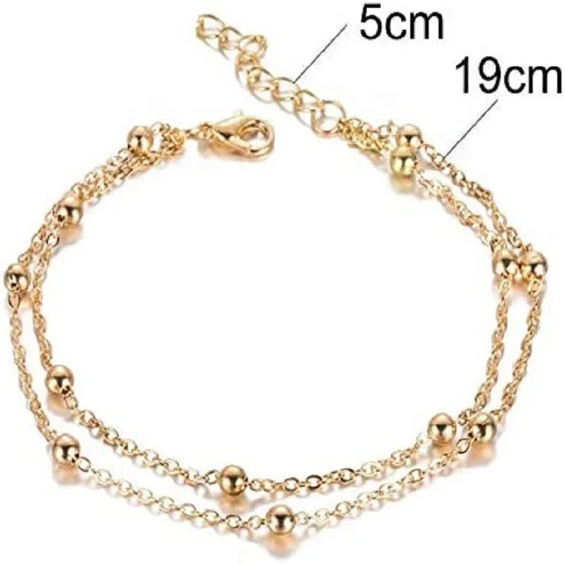 Simple Heart Ankle Layering Pendant Anklet Beaded Foot Jewelry Summer Beach Anklets On Foot Ankle Bracelets For Women Leg Chain