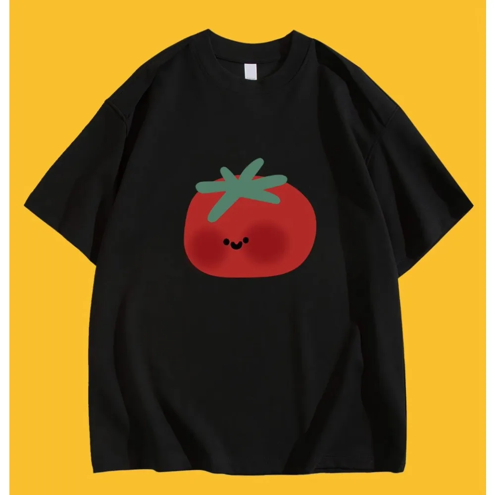 Funny Cute Tomato Printed T-Shirt Women Men Kawaii Vegetable Graphic Tee Summer Fashion Short Sleeve Harajuku Casual Unisex Tops