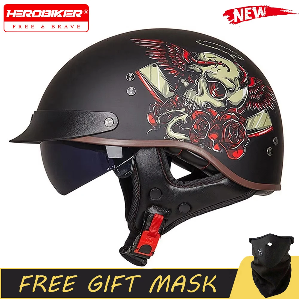 

Retro Motorcycle Helmet Breathable Summer Motorbike Half Helmet Women Outdoor Motorcycle Riding Half Helmet Anti Fall Equipment