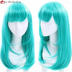 Anime Dragonball Cosplay Bulma Buruma Wig 55cm Long Green Blue Synthetic Hair Heat Resistant Hair Halloween Party Wigs + Wig Cap