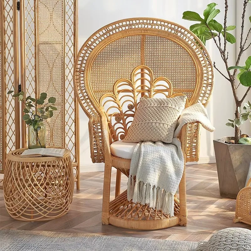 

Mid-century Simple Lightweight Rattan Wicker Chair for Hotel Living Room Restaurant Park Indoor and Outdoor