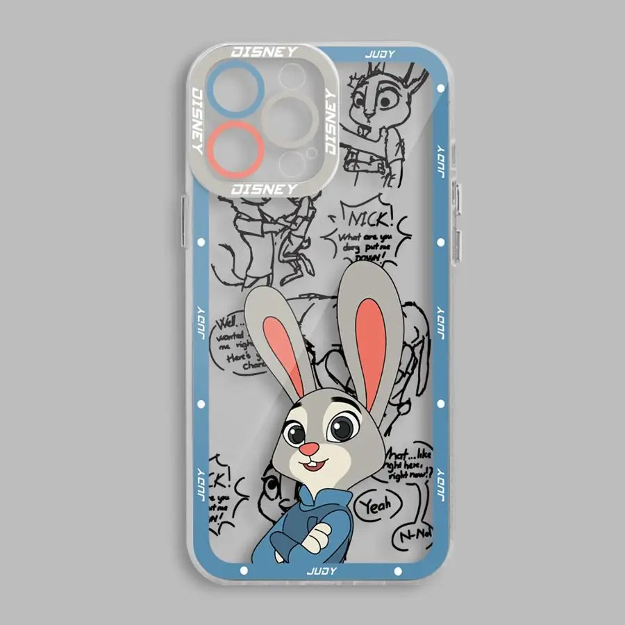 Disney Nick Judy Phone Case for iPhone 15 16 Plus 7 8 XS Max 12 Pro 13 Mini XR 11 14 Pro Max SE Clear Silicone Cover