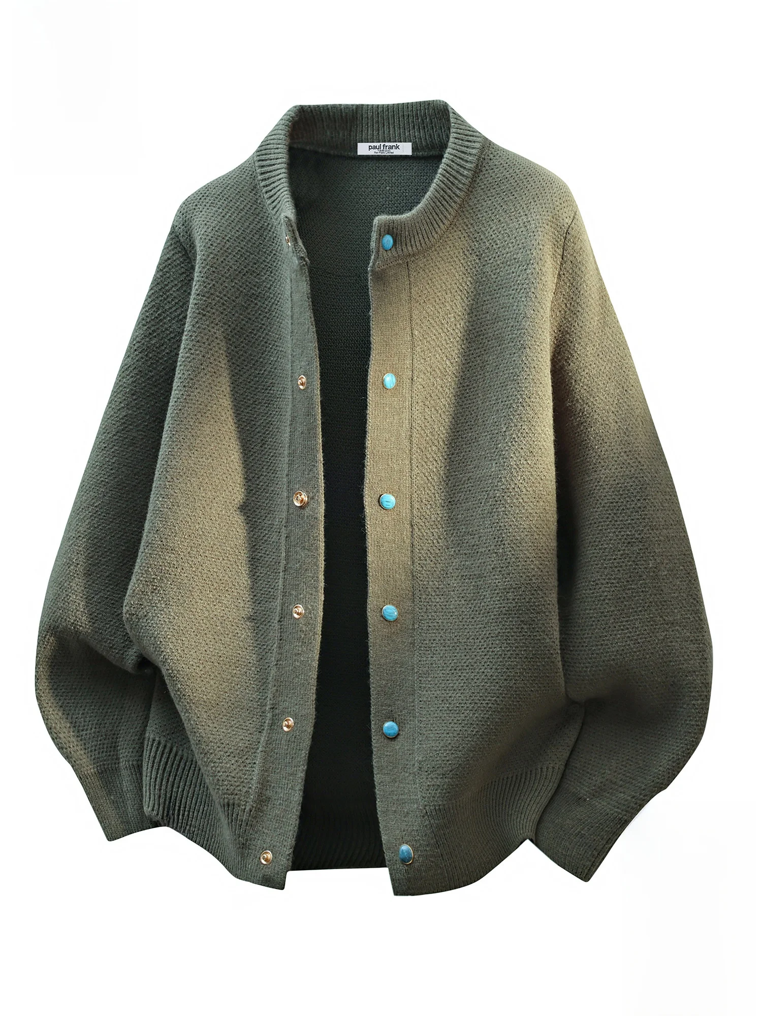 

Мужской вязаный кардиган Paul Frank в американском ретро-стиле, круглый вырез, свободный крой, весенний, повседневный, теплый, мягкий, из смесового полиэстера