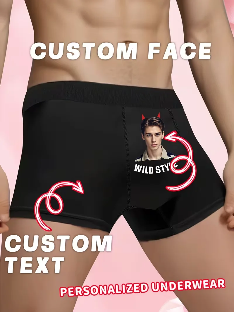 Customizable 1-Pack Sexy Men's Boxer Shorts with Portrait Design for Valentine's Day And Anniversaries Comfortable Elastic Fit f