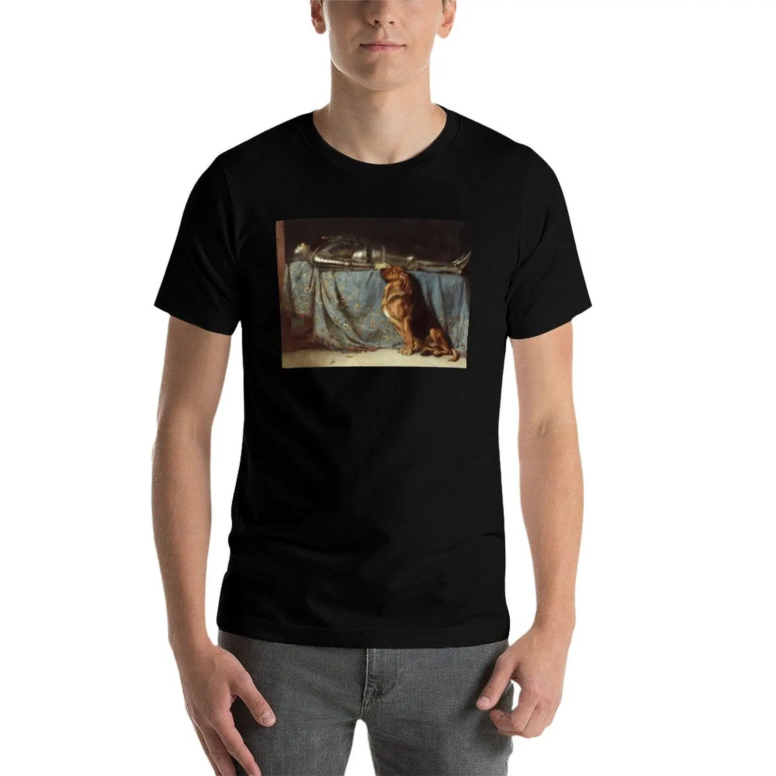 Requiescat Rest painting by Briton Riviere 1888 The Dog and the Dead Knight HD T-Shirt boys whites t shirt men image 4