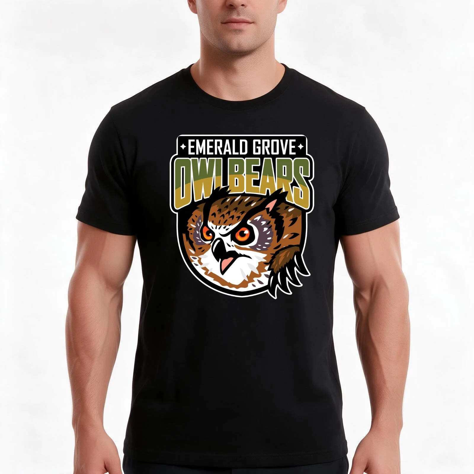 Emerald Grove Owlbears T-Shirt Summer Casual Cotton Tee Oversized Streetwear Tops Vintage Graphic Print Unisex Men Women