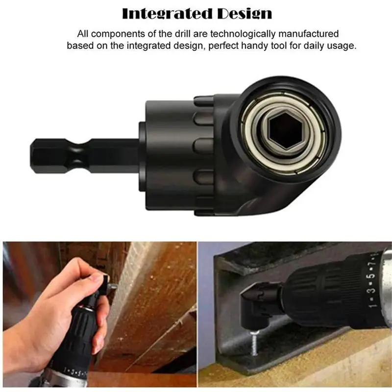 Happy New- 6Pcs Right Angle Drill Attachment Set With 105° Angle Drill Adapter And Impact Grade Socket Adapter