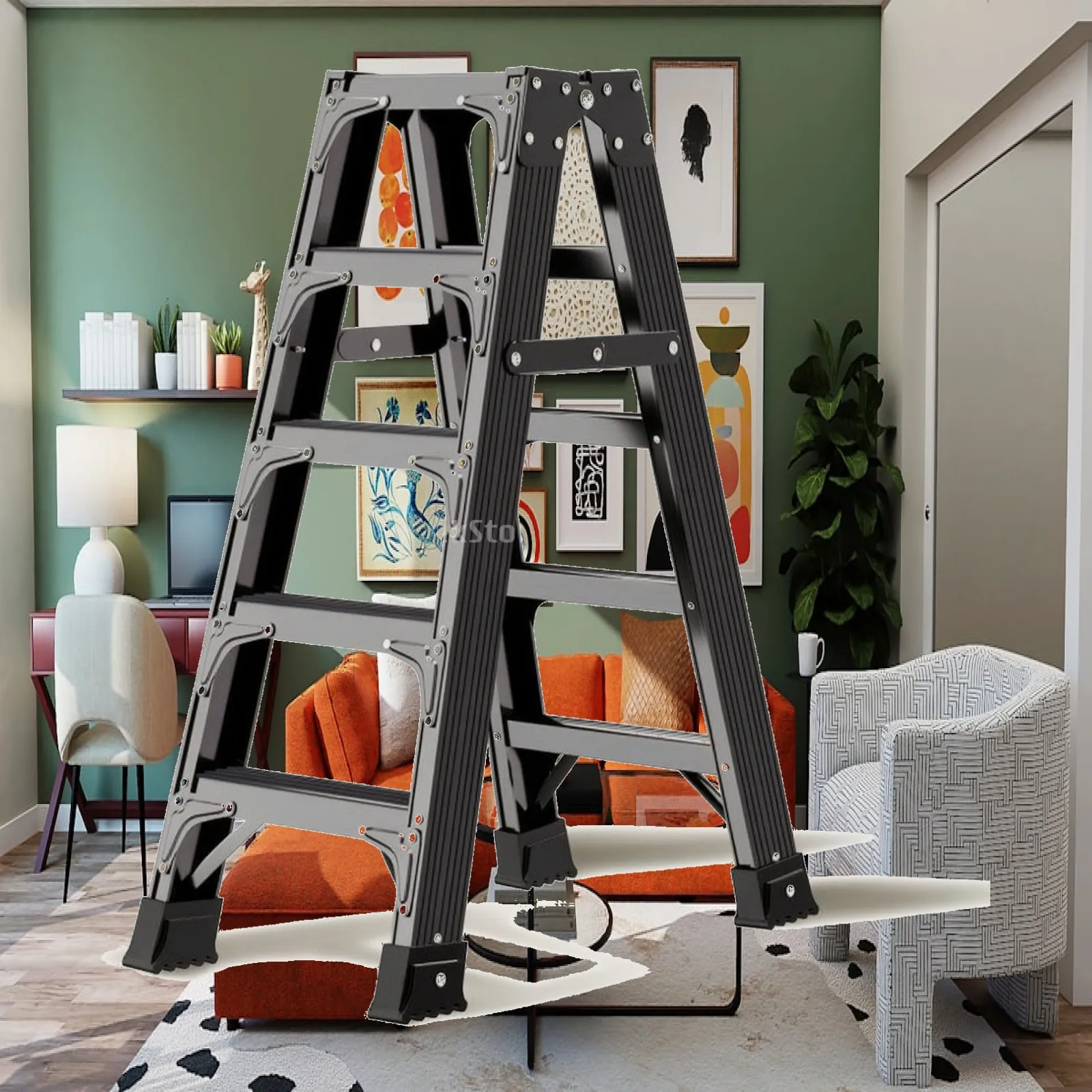 reinforced-ladder-wide-ribbed-step-foldable-carbon-steel-strong-safety-ladder-for-indoor-and-outdoor-maintenance-tasks