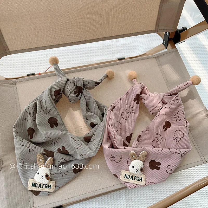 Hot Rabbit children\'s Triangle Towel Autumn Winter Warm Baby Boys Girls Cute Neck Thick Windproof Warm Go Out 24W011