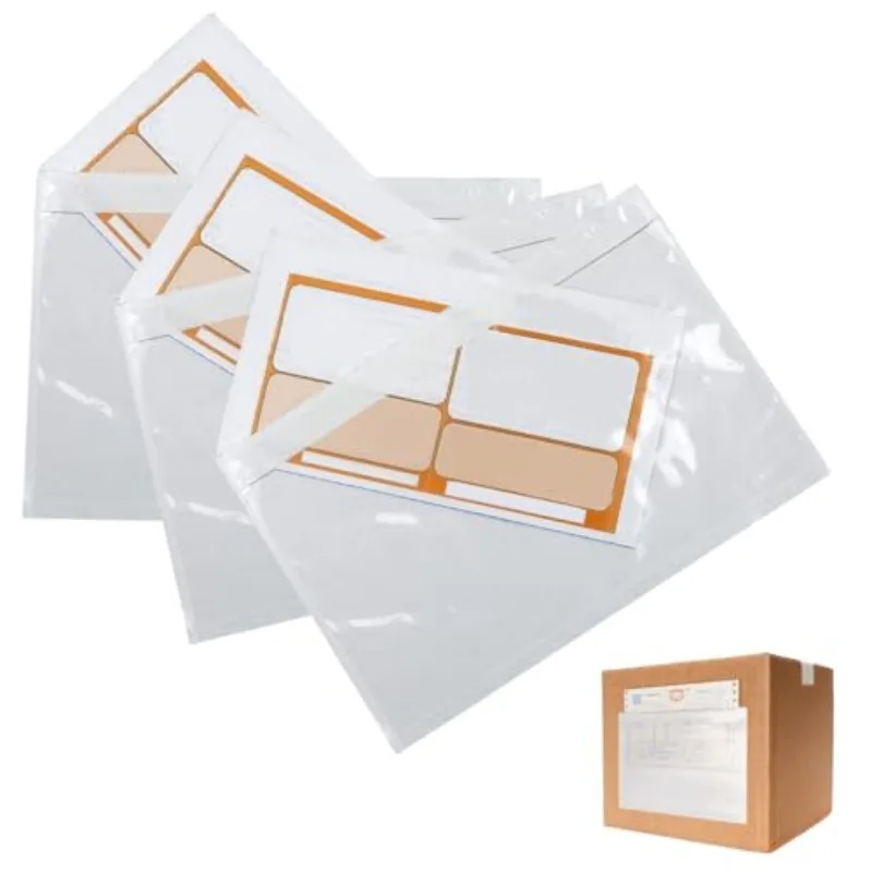 50pcs Plain Sticky Document Enclosed Wallets Plastic Shipping Pouches Peel and Seal Durable Waterproof Attach Invoices Packing