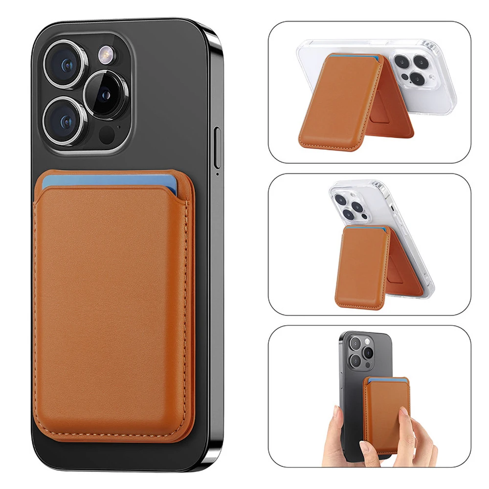 Magnetischer Kartenhalter aus Leder PU-Kartenhülle Ausweishalter Handy-Rückseiten-Aufkleber-Tasche für Magsafe iPhone 17 Kartenhalterhülle – Detail 1