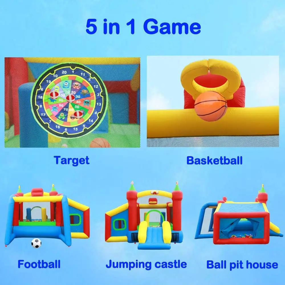 Bounce House,Jumping Castle Slide with Blower,Kids Bouncer with Ball Pit