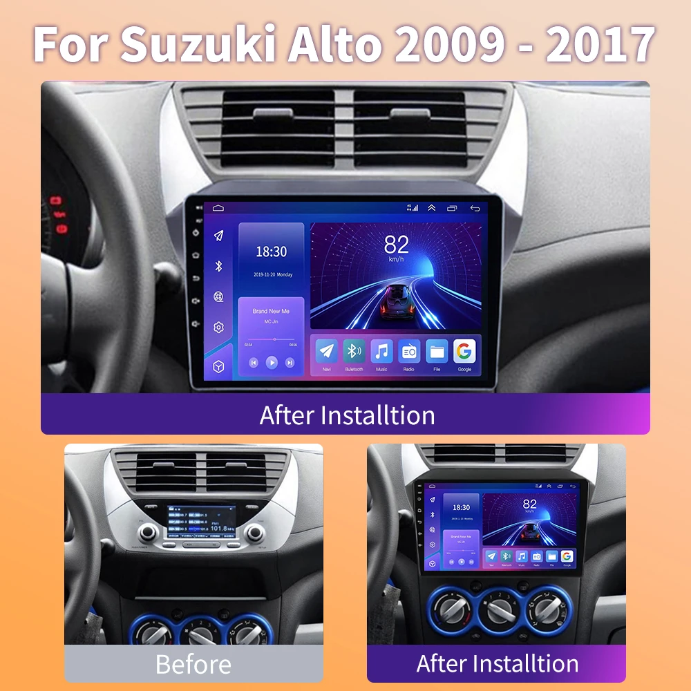 Android 13 8G+128G For Suzuki Alto 2009 2010 2011 2012 2013 2014 2015 2016 Multimedia Stereo Car Player Navigation GPS Radio