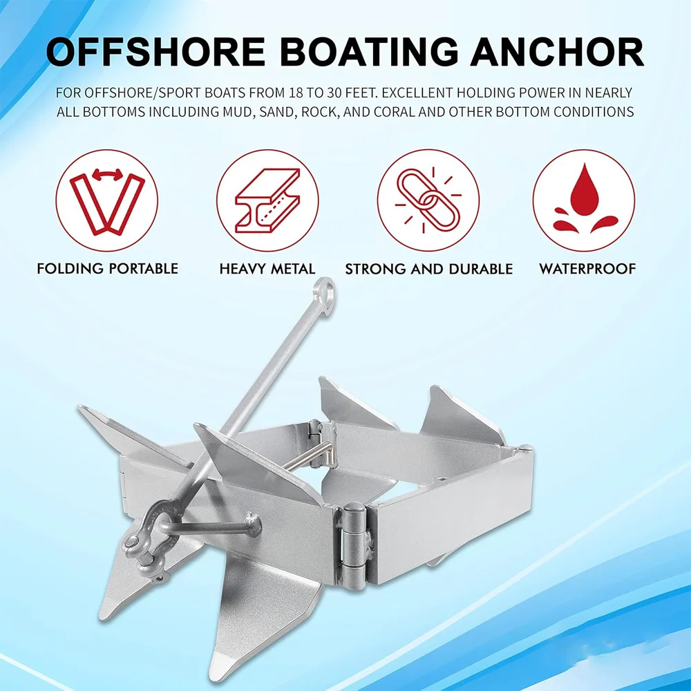 

20 lBS Box Anchor, Box Anchor Fits Boats 18 to 30 Feet Galvanized Steel Folding Anchor