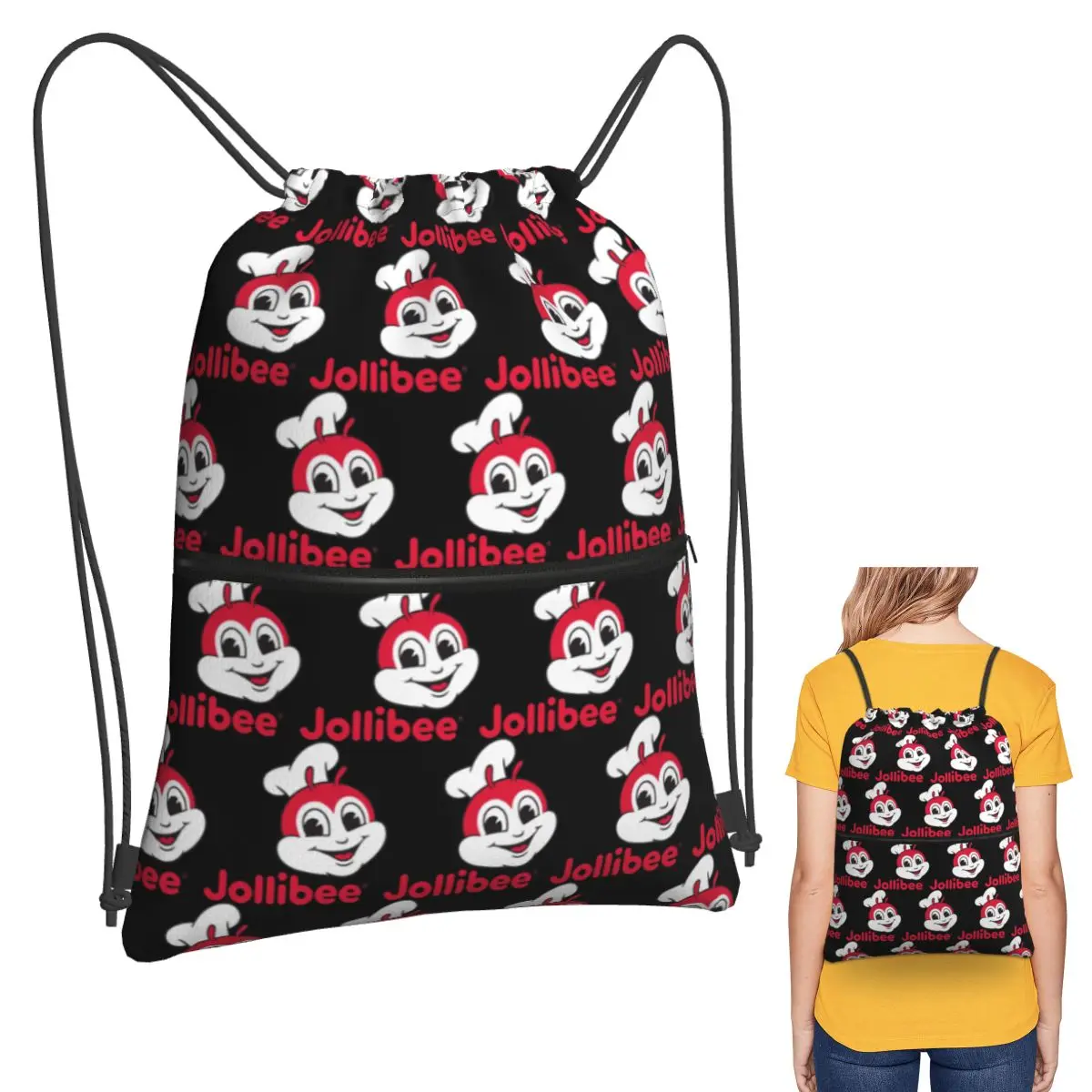 

Ретро рюкзаки Jollibee, повседневные портативные сумки на шнурке, сумка для мелочей, сумки для книг для путешествий, школы
