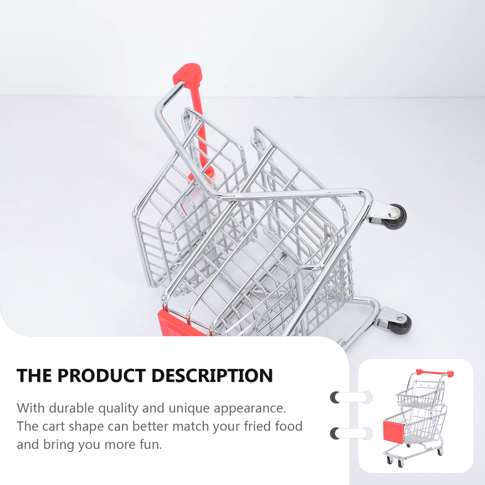 

Decorative Car Mini Trolley Storage Basket Shopping Miniature Abs Cart Serving with Wheels