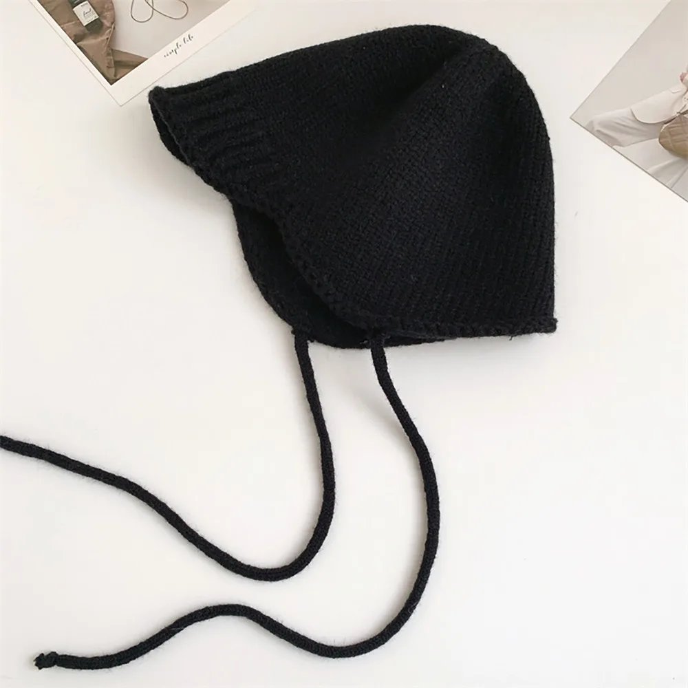 

New Windproof Knitted Cap Warm Ear Protection Beanie Cap Solid Color Earmuffs Cap Autumn Winter