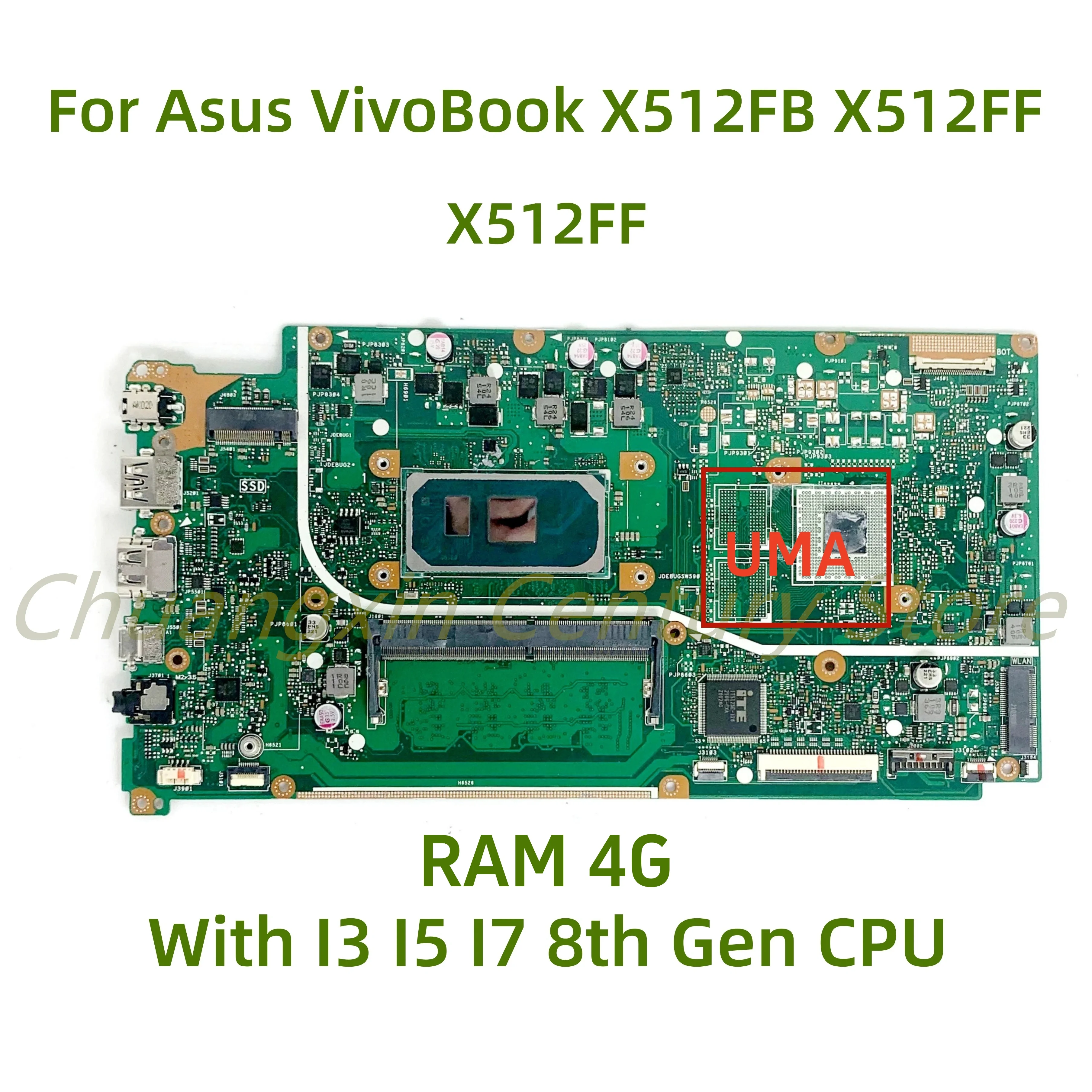 Suitable for Asus VivoBook X512FB X512FF X712FA X512FJ laptop motherboard X512FF with I3 I5 I7 8th CPU 4G RAM UMA  100% Tested