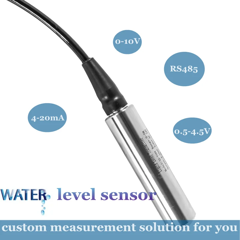 

Submersible 24V 5Vdc power Level Transmitter 4-20mA 0-10V 0.5-4.5V RS485 output Water Tank Liquid Pressure Sensor