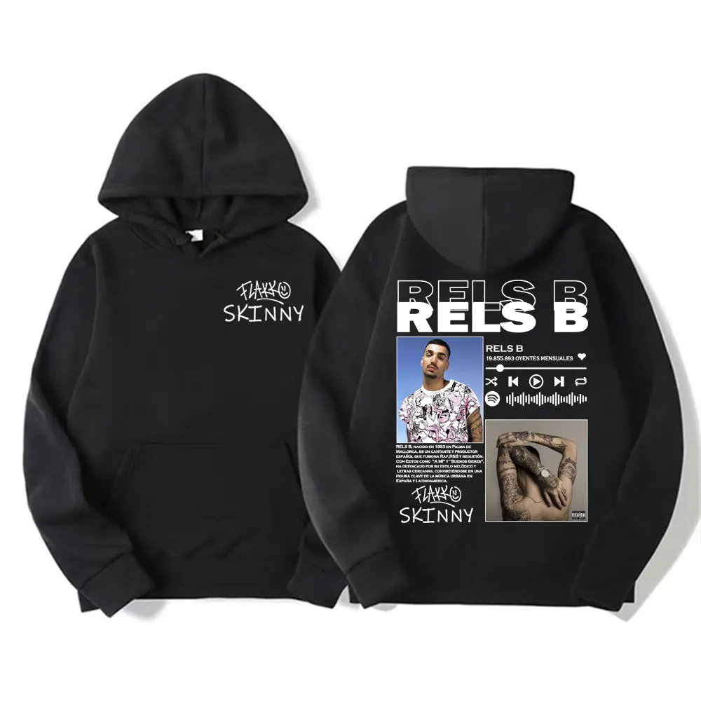 Rapper Rels B Skinny Flakk Album 2025 Tour Hoodies Vintage Hip Hop Punk Street Sweatshirt Men Women Casual Comfort Fleece Hoodie