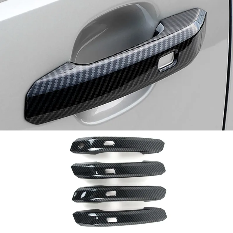 

For Audi Q5 2018-2022 Car Outside Door Pull Handles Frame Decoration Cover Trim Stickers Carbon Fiber Color Exterior Accessories