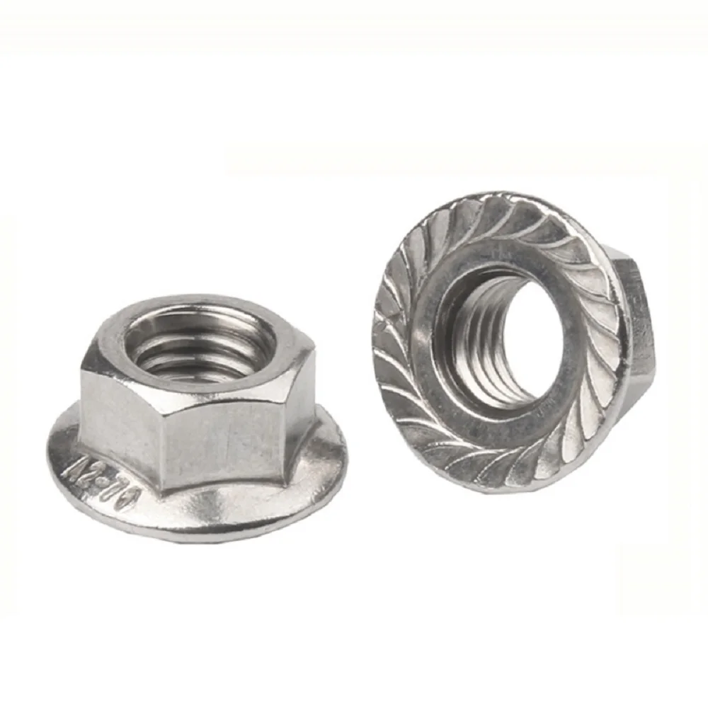 Fine teeth 2-5pcs M8x1.0 M10x1.0 M10x1.25 M12x1.25 M12x1.5 High Quality DIN6923 Stainless Steel 304 Hexagon Serrated Flange Nut