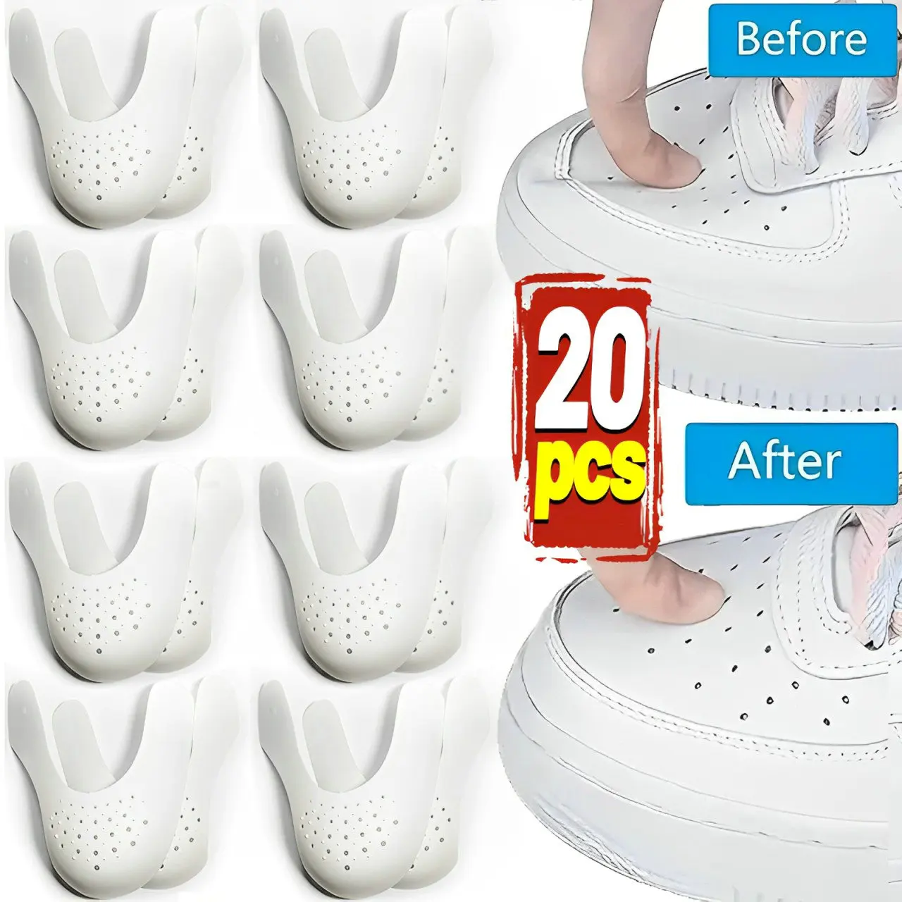 2/20PCS Crease Protector Shoe Anti Crease Bending Crack Toe Cap Support Shoe Stretcher Lightweight Keeping Shield Sneakers