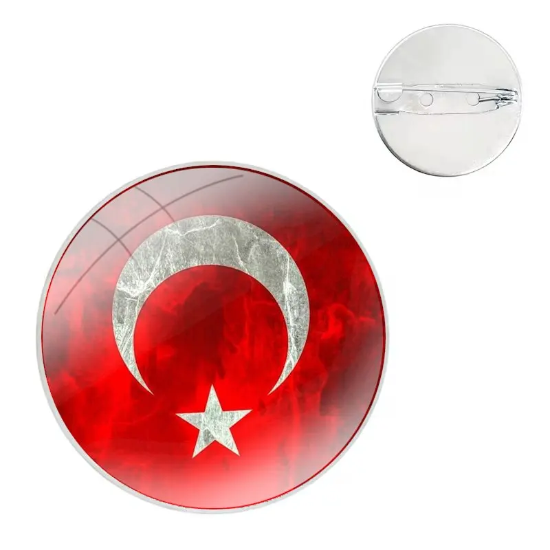 Cliente Bling Badge Broche Pin, Acessórios para Roupas, Decoração Mochila, Presente, Turquia, Turquia, Bandeira da Turquia