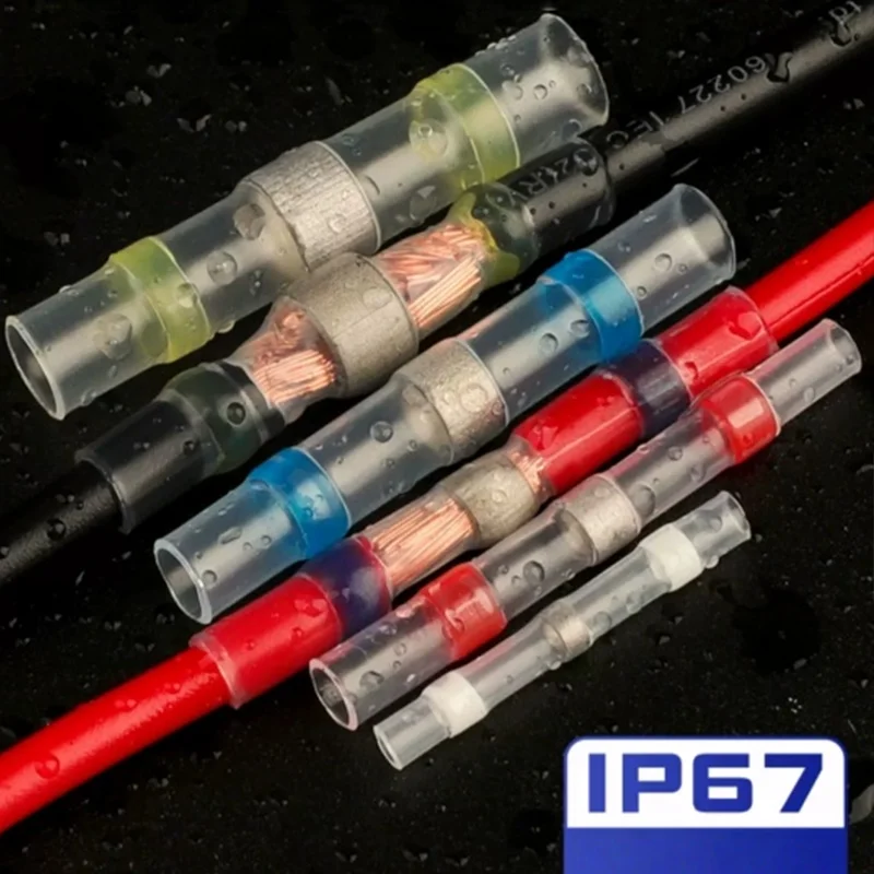 Waterproof Heat Shrink Solder Terminals 1 Box - Insulated Electrical AWG Wire Butt Splice for Quick & Secure Connection