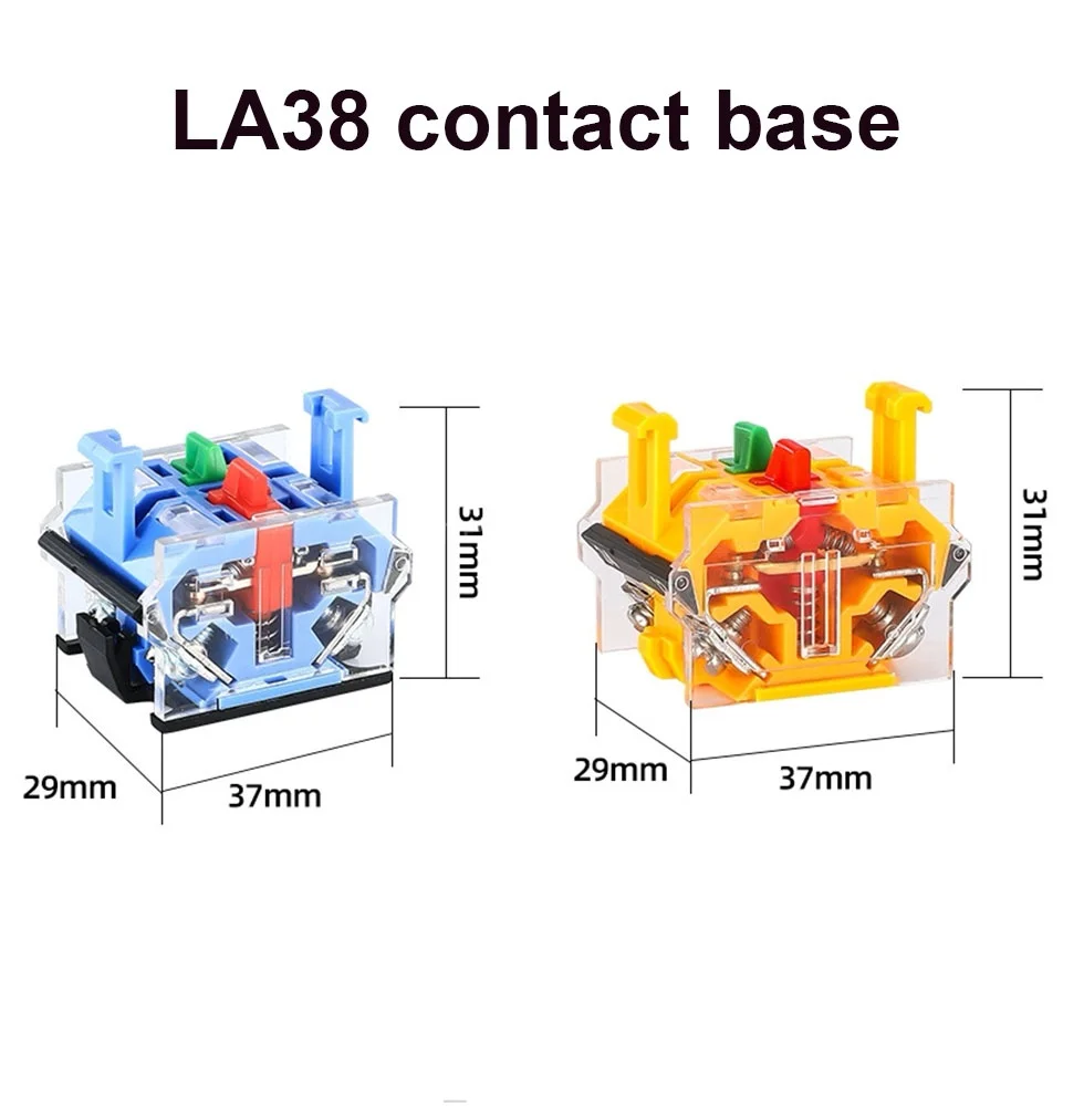 

LA38/39 кнопочный переключатель базовые аксессуары контакты/головки, два нормально открытых/закрытых, один нормально открытый и один нормально закрытый