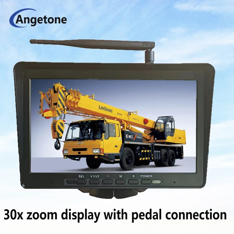 Crane wireless monitoring display screen, zoom camera connected to all-in-one machine for video recording12V24V