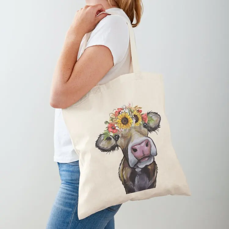 

Cow with Flower Crown, Cute Cow with Sunflowers Tote Bag Cloth bags Women bags Woman shopper bag Women's shopper