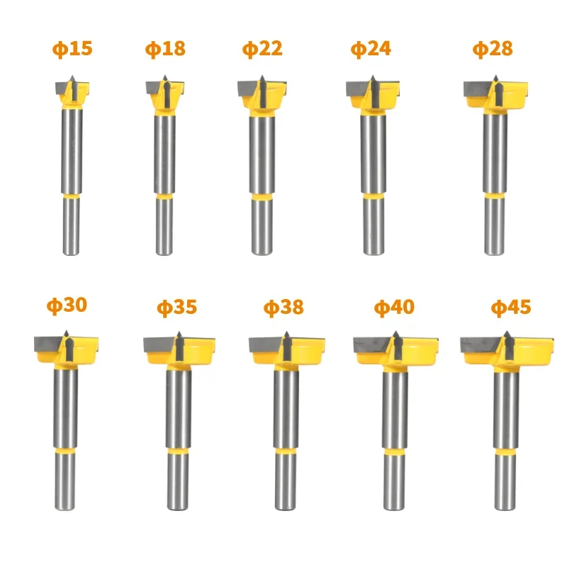 14MM-45MM Forstner Drill Bit Hinge Boring Bits 2 Blade Two Cutter Router Bit Woodworking Milling Cutter For Wood Face Mill