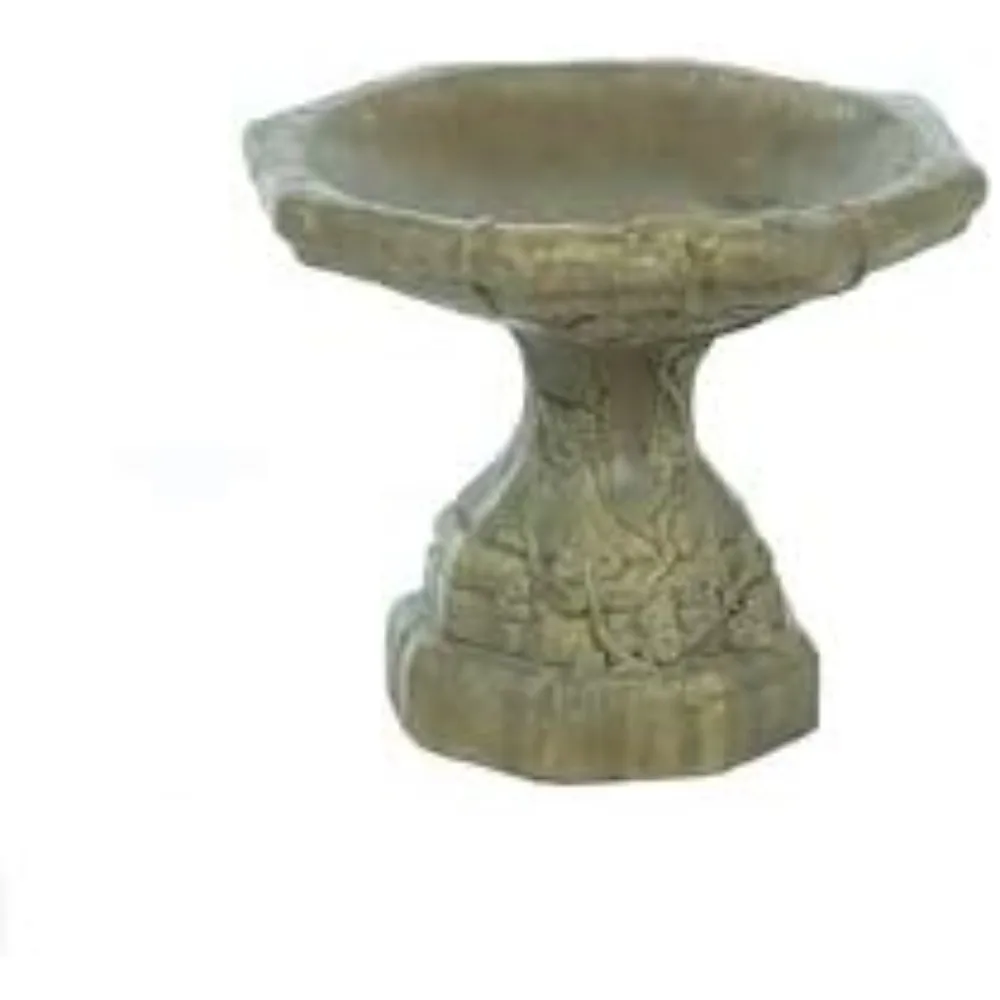 

Stoneworks Round Ivy Birdbath 100% Concrete 13in Tall Aged Pine Color