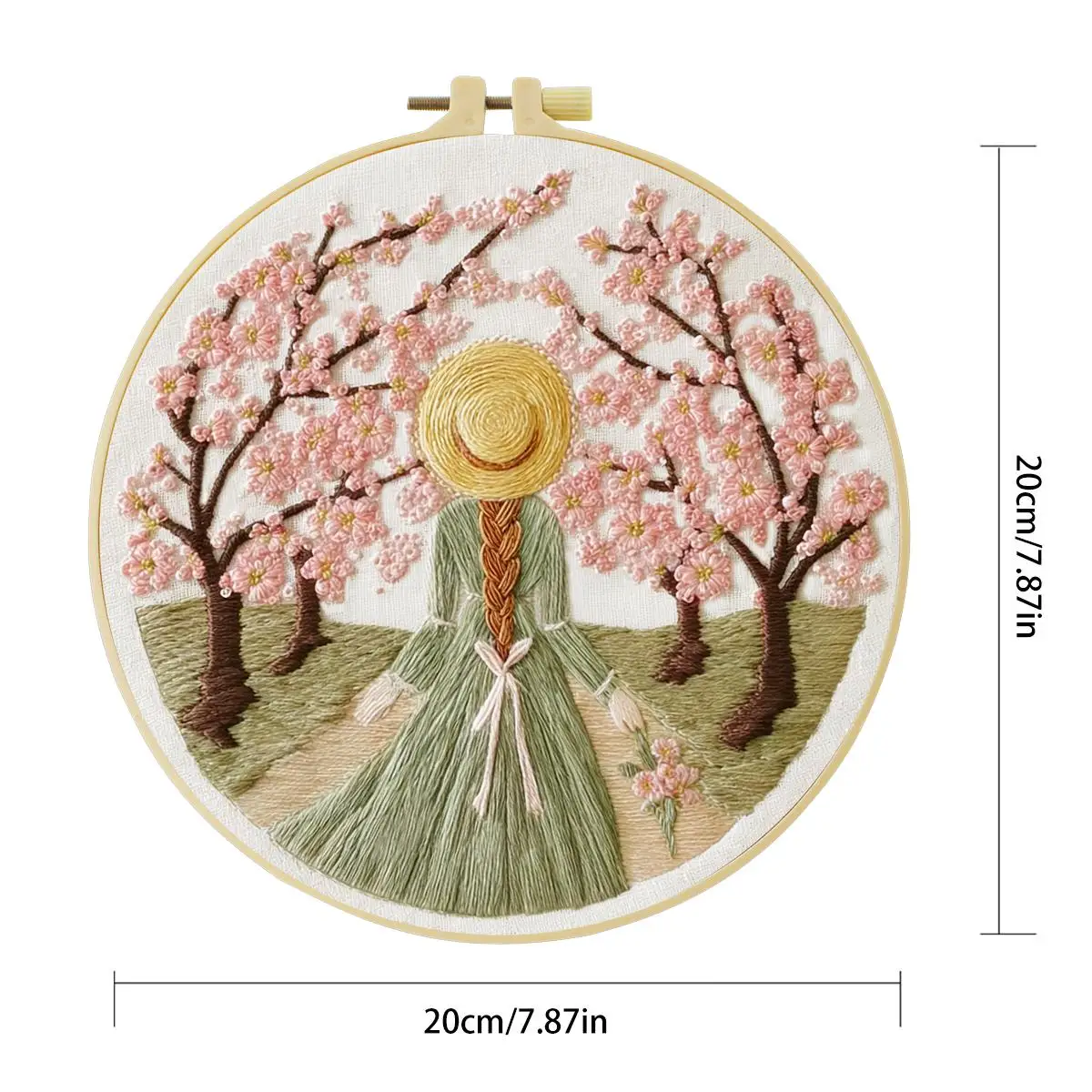 1 Stück 20X20CM/15X15CM 7,87/6,3 Zoll Mädchen-Stickerei-Starter-Kit DIY-Kit DIY-Stickerei-Set Handarbeiten Heimdekorations-Set für Anfänger – Detail 3