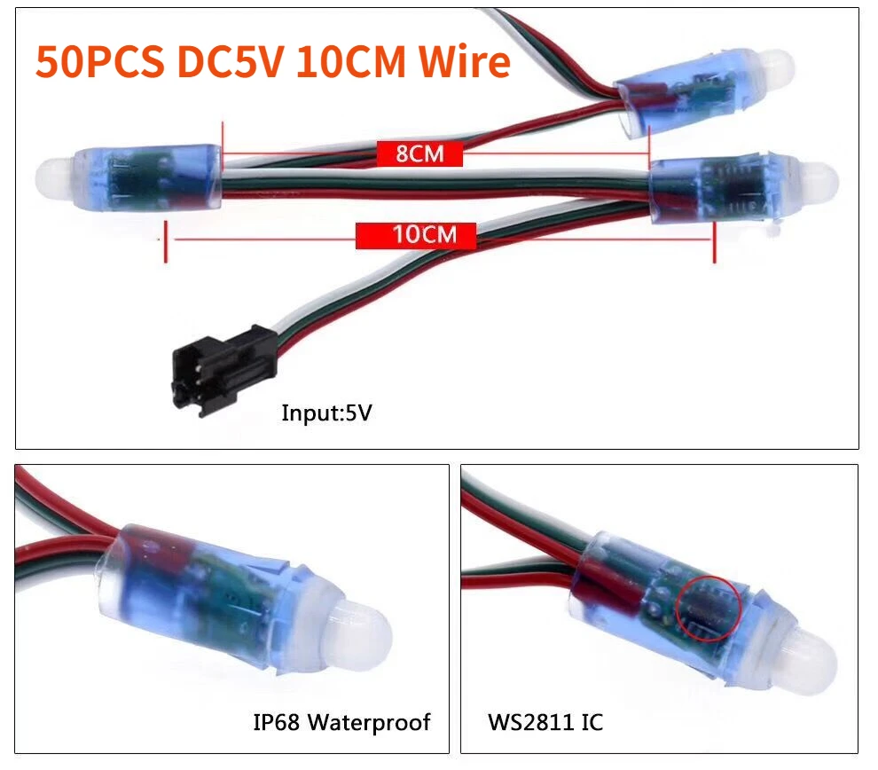 Imagem -03 - Kits de Luz do Módulo Led Full Color Pixel Ip68 Impermeável Rgb Digital Ws2811 ic dc 5v 5001000 Pcs 12 mm