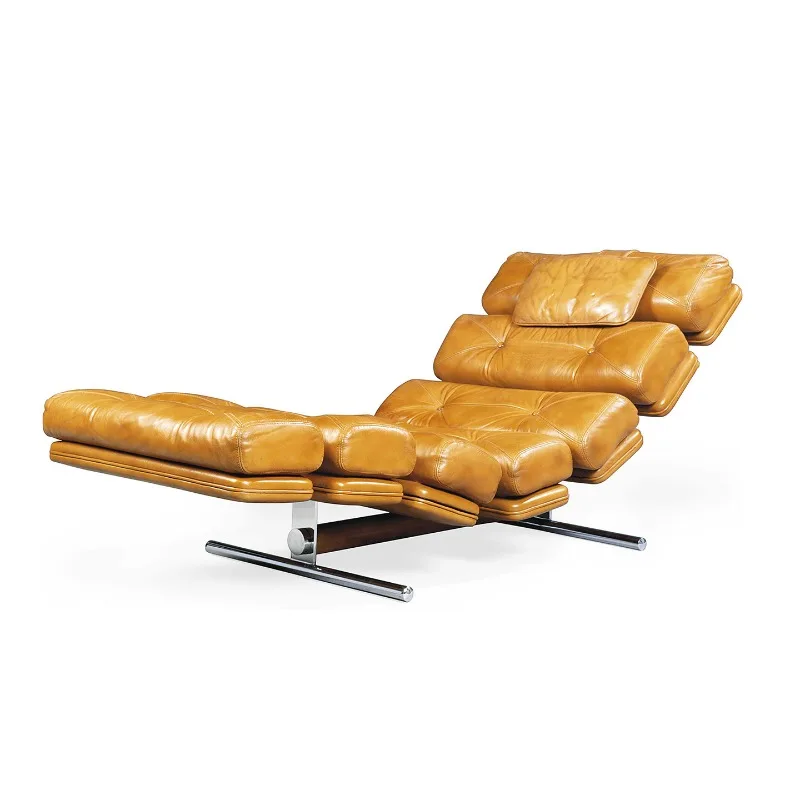 Italian minimalist leather fabric single living room villa home recliner