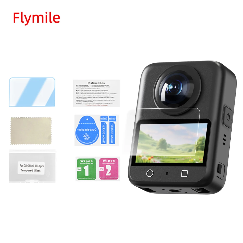Flymile Tempered Film for DJI OSMO 360 Accessories Screen Cover Replaceable HD Protective Film Scratch-resistant