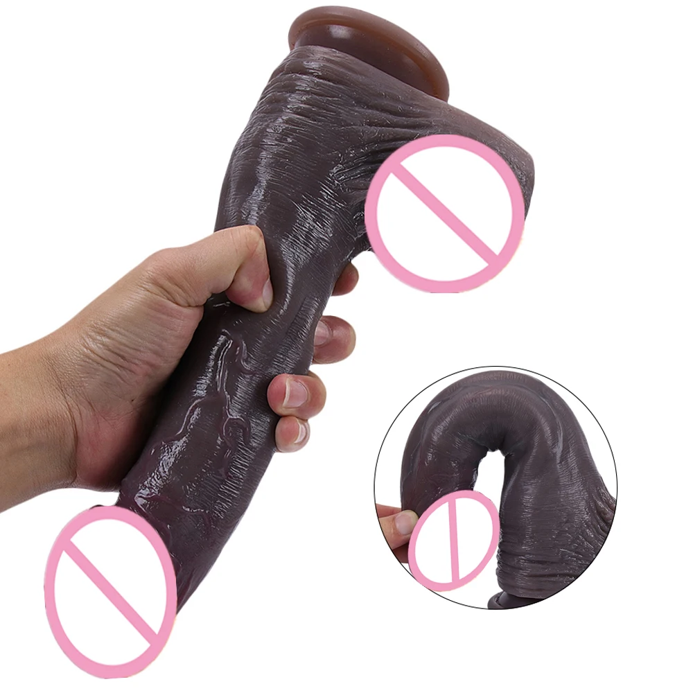 Real Black Skin Silicone Big Huge Penis Realistic Dildo Suction Cup Cock Male Artificial Rubber Dick Sex Toys For Women Vaginal