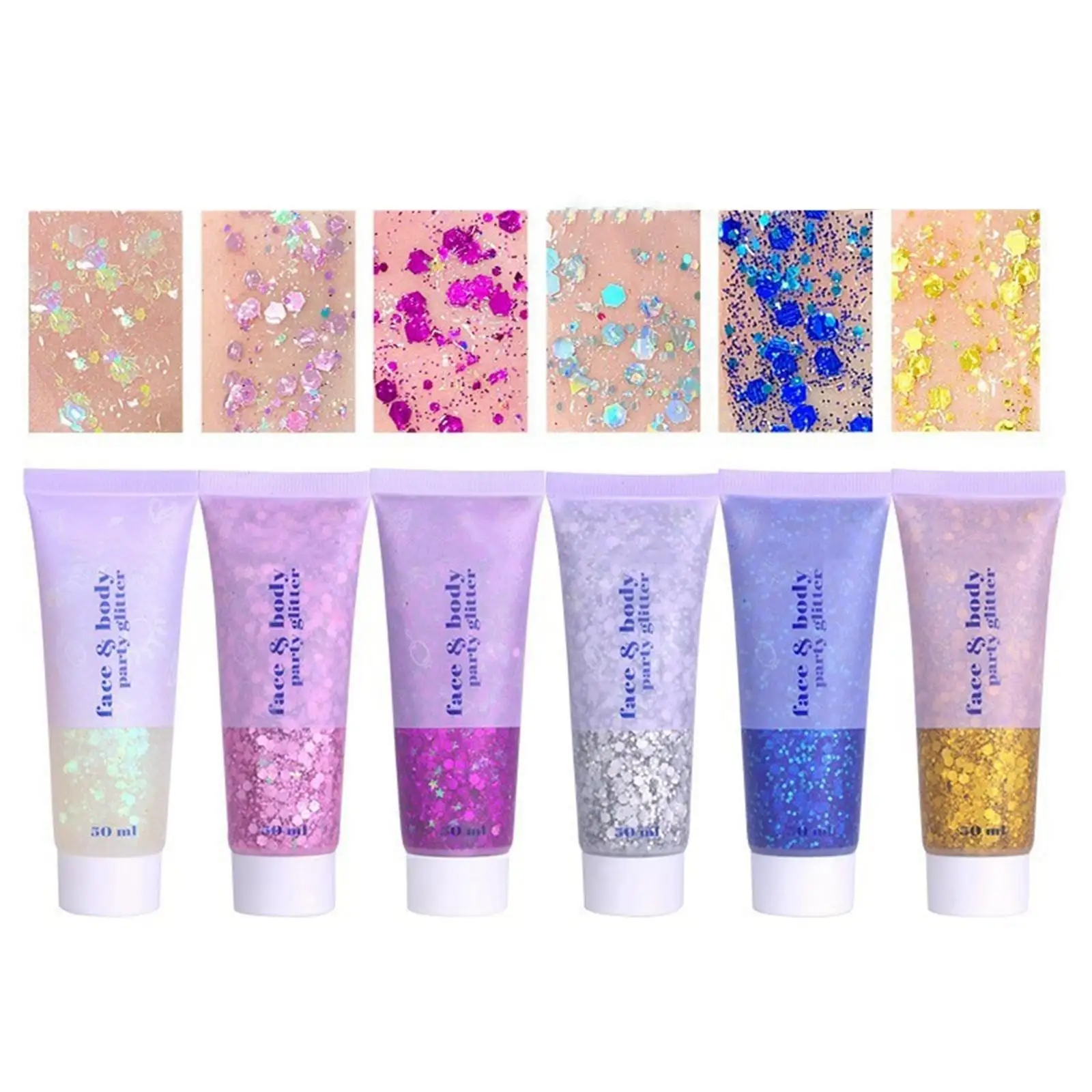 6 Colors Eye Glitter eye Lip Hair Cosmetic Holographic glitter Sequins Liquid