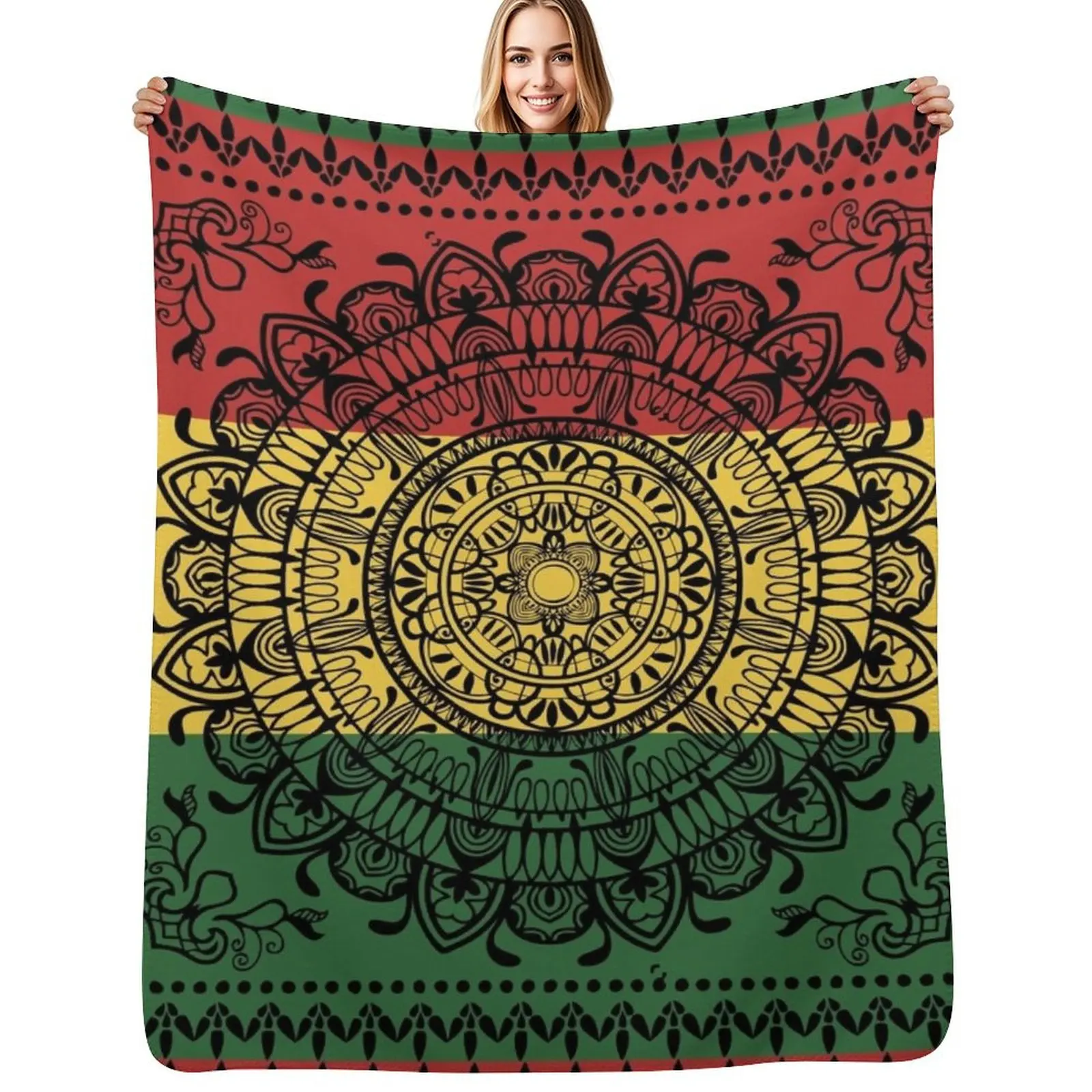 Rasta Mandala Throw Blanket warm for winter blankets ands valentine gift ideas wednesday for winter Blankets For Baby Blankets