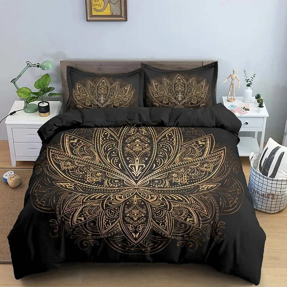 

Bohemian Lotus Mandala Flower Bedding Set Boys Girls Twin Queen Size Duvet Cover Pillowcase Bed Kids Adult Home Textileextile