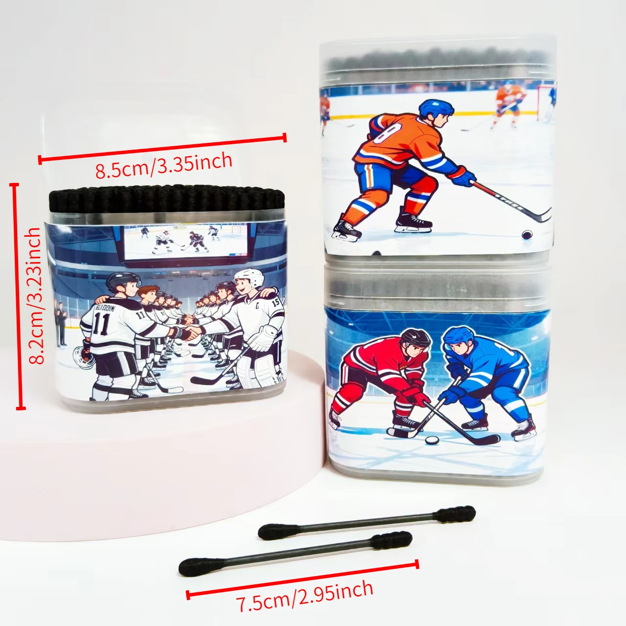 400개/800개 아이스하키 테마 면봉 검정색 양면 선물용 면봉