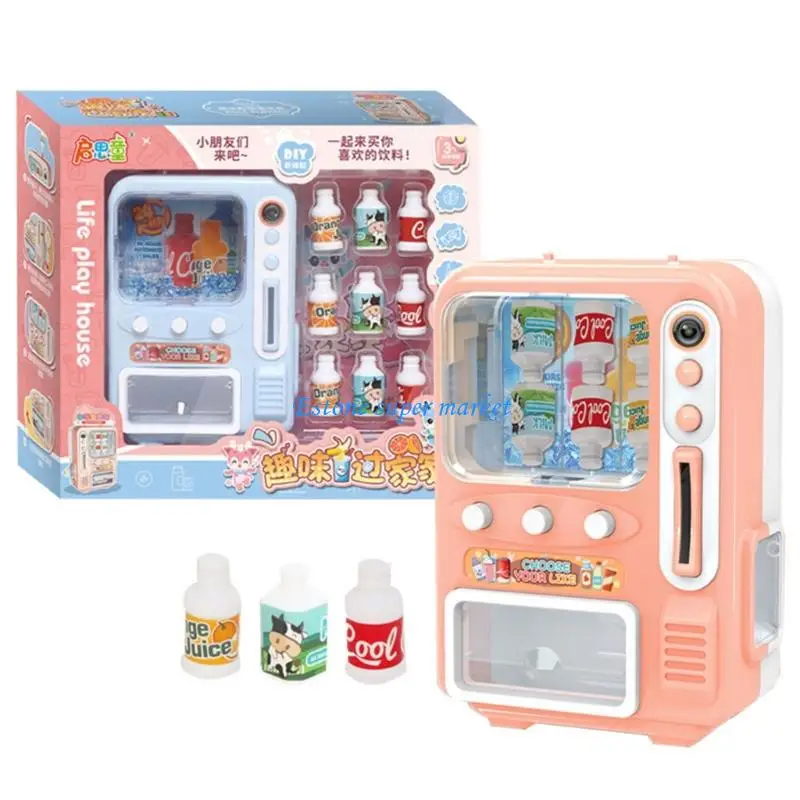 Ensemble distributeur automatique Miniature pour maison poupée 090B, comprenant 9 accessoires pour boissons